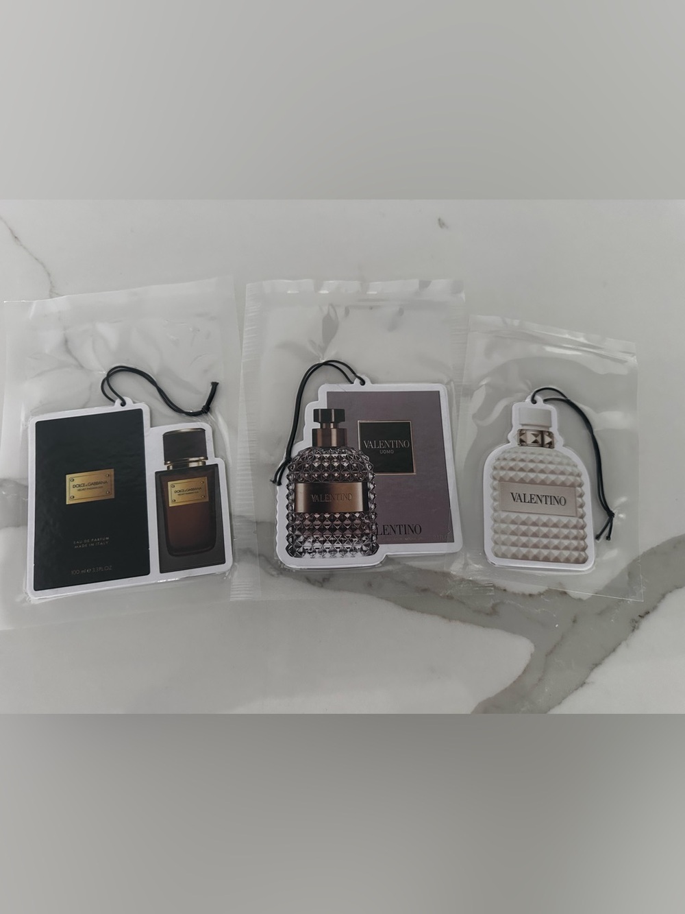 Two Valentino and One Dulce & Cabana fragrance cards (New) Trio